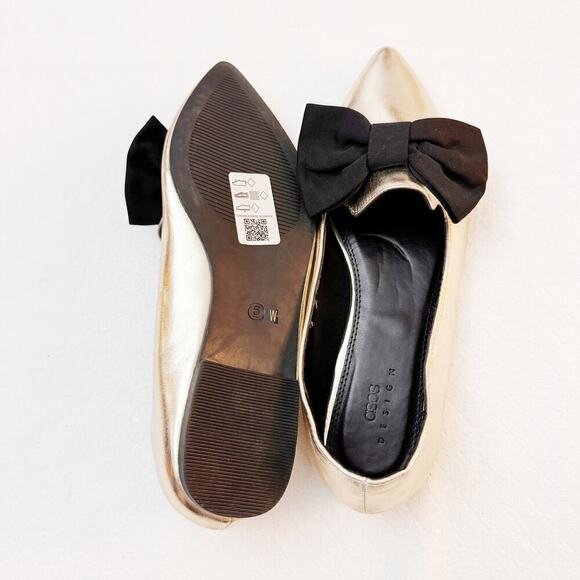 ASOS Design Bow Front Flats  Metallic Gold SZ8 - Picture 5 of 6